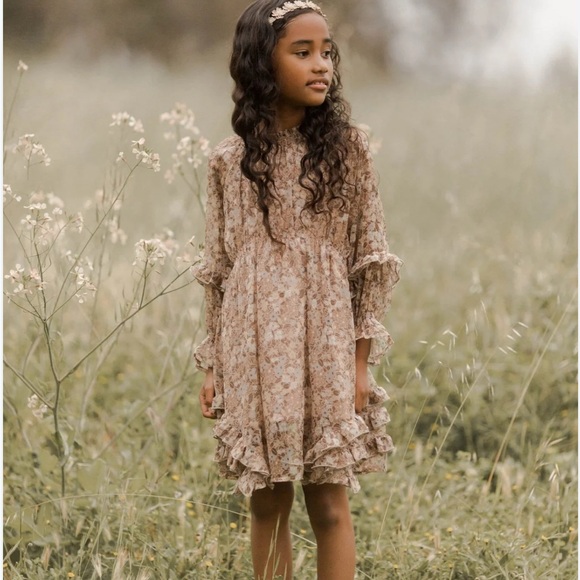 Noralee Other - Mirabelle Dress in Autumn Garden by Noralee-Floral Ruffle Kids Dress